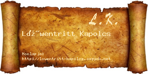 Löwentritt Kapolcs névjegykártya